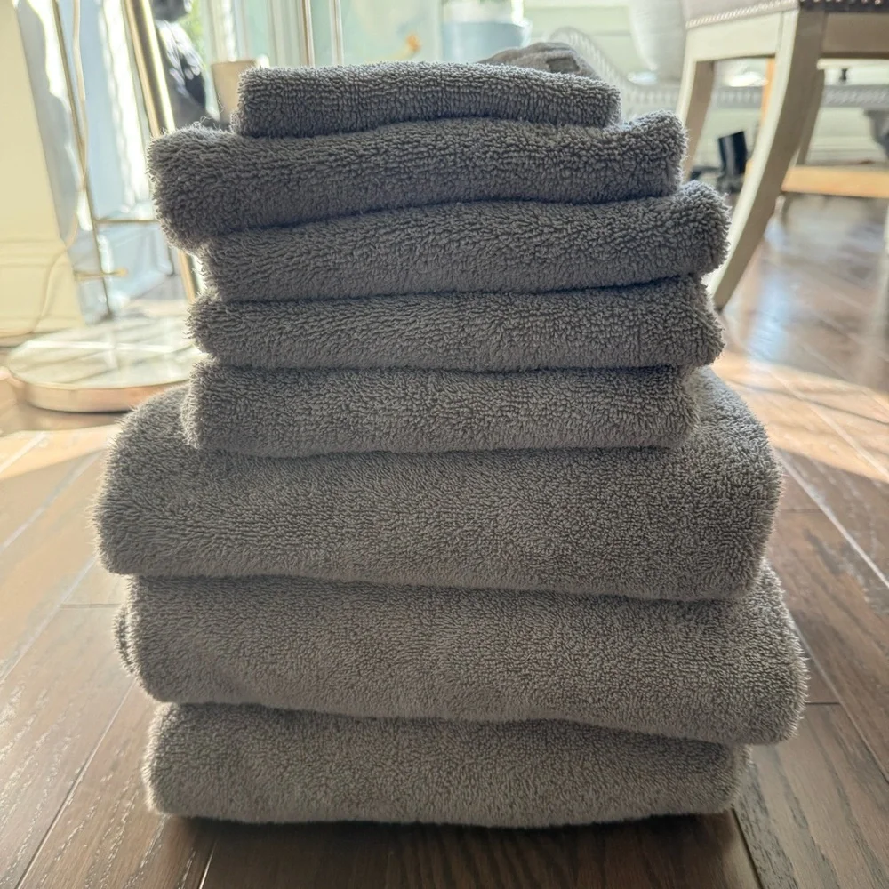 CARO HOME 8 PIECES GREY BATH COTTON TOWELS